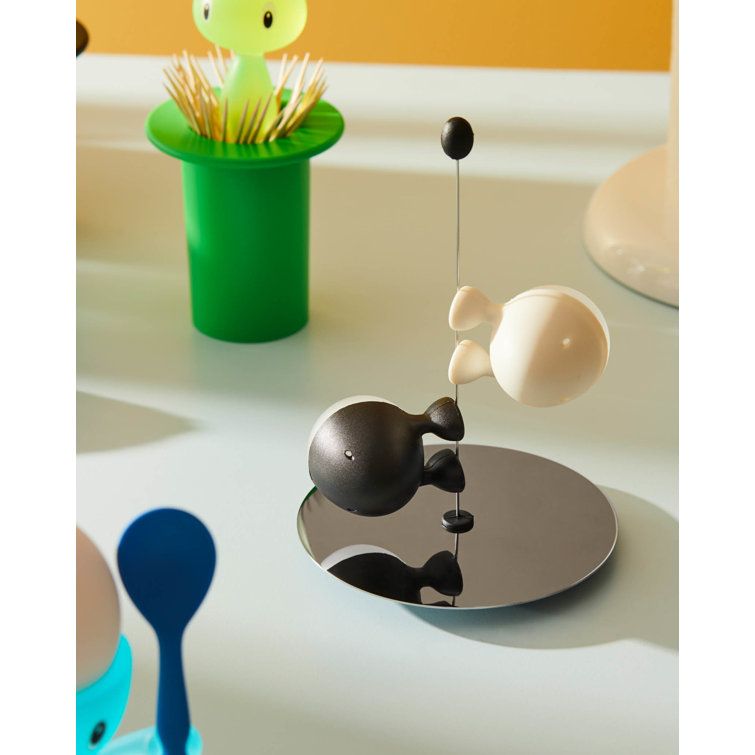 Black and White Magnetic Salt and Pepper Set with Stainless Steel Stand