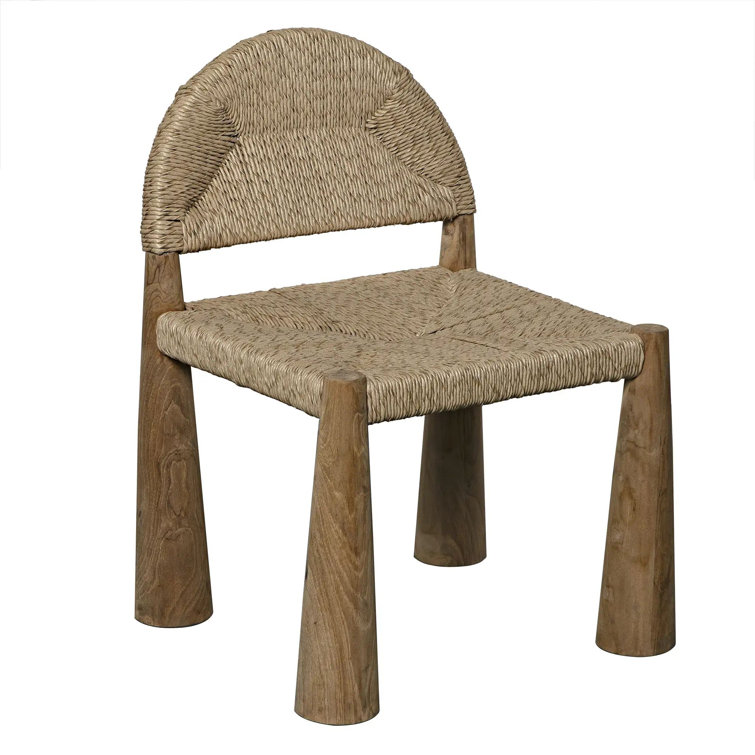 Teak and Seagrass Sculptural Accent Chair