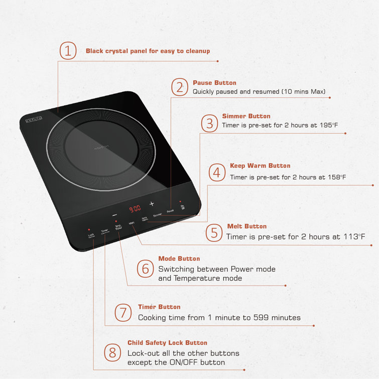 Empava Black Portable Single Burner Induction Cooktop
