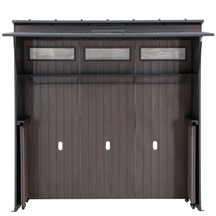 Fleetwood 7 ft. x 3 ft. Wood Grain Steel Outdoor Kitchen with Gas Springs
