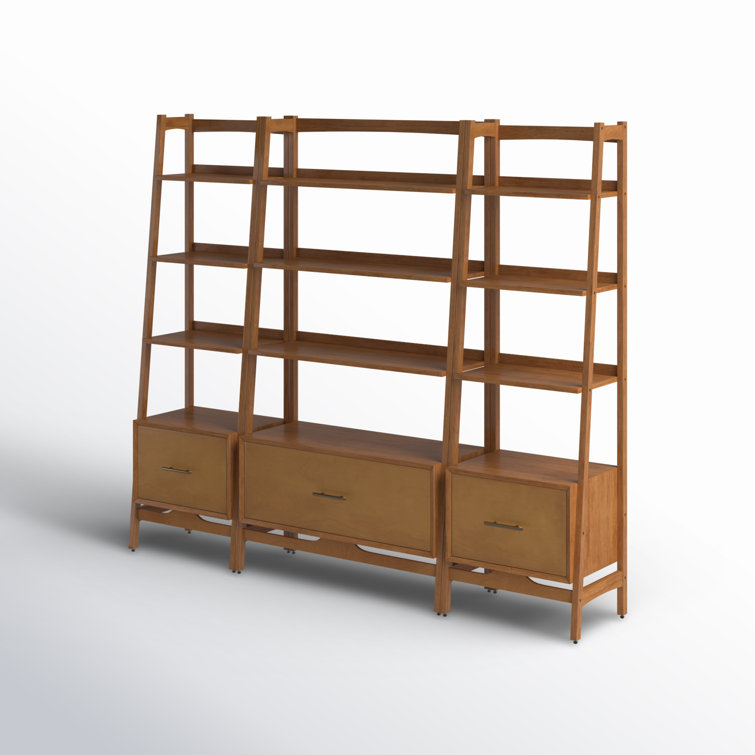Landon Mid-Century Acorn Wood 3pc Etagere Bookcase Set