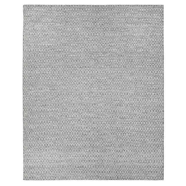 Charcoal Geometric Wool 6' x 9' Handmade Flat Woven Rug