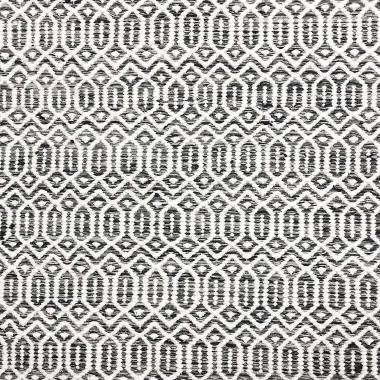 Charcoal Geometric Wool 6' x 9' Handmade Flat Woven Rug