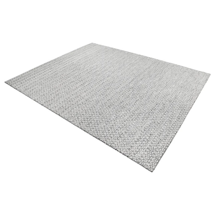 Charcoal Geometric Wool 6' x 9' Handmade Flat Woven Rug