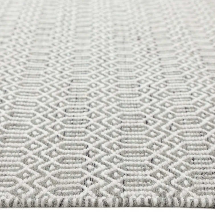Slate Geometric Wool Handmade 6' x 9' Area Rug