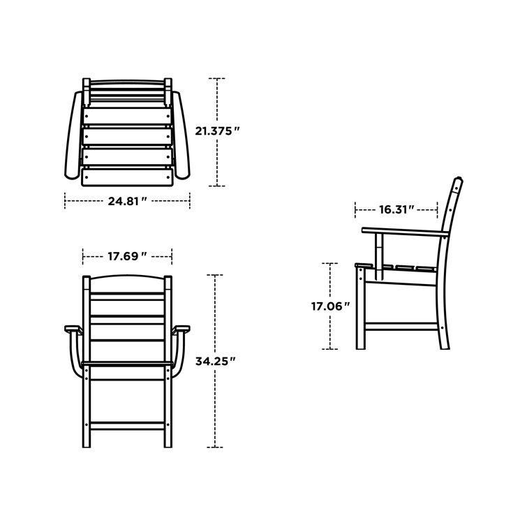 White Polywood Outdoor Dining Arm Chair