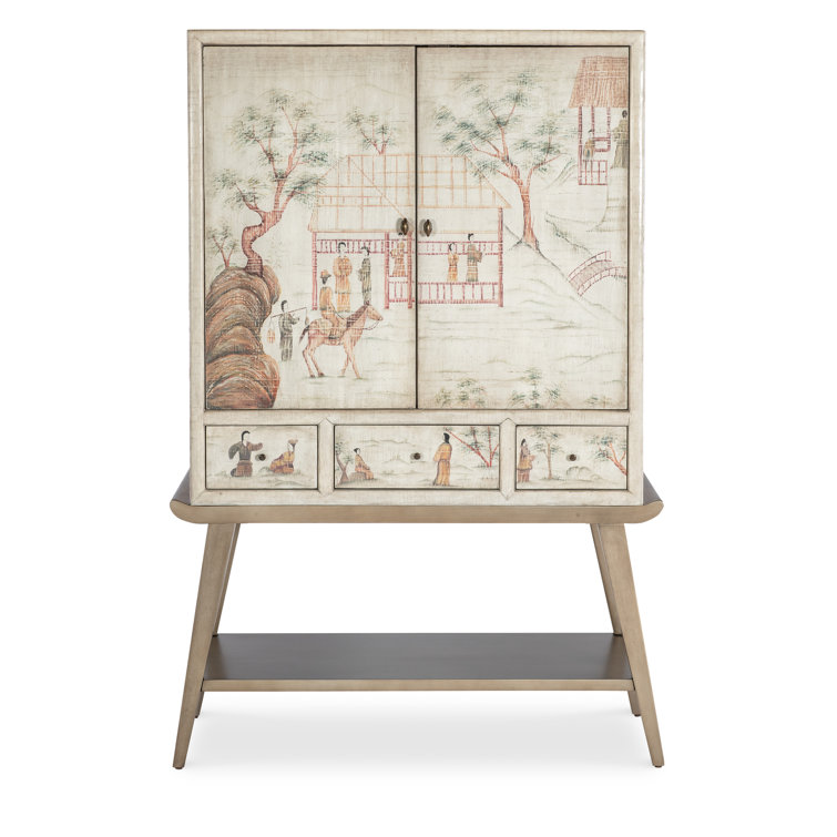 Transitional Beige and White Soft Close Drawer Accent Chest