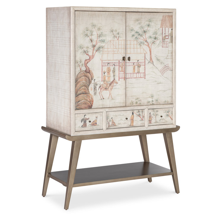 Transitional Beige and White Soft Close Drawer Accent Chest