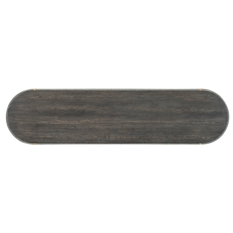 Gray Transitional Wood and Metal Console Table with Storage