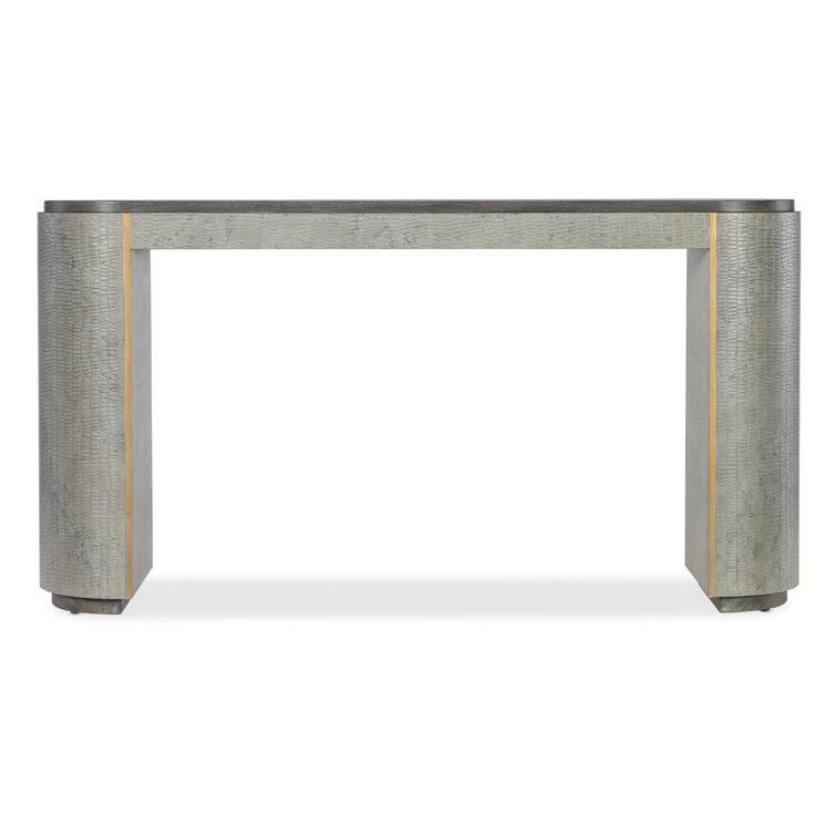 Gray Transitional Wood and Metal Console Table with Storage