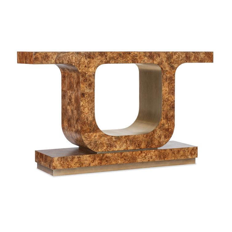Transitional Brown and Gold Wood Console Table