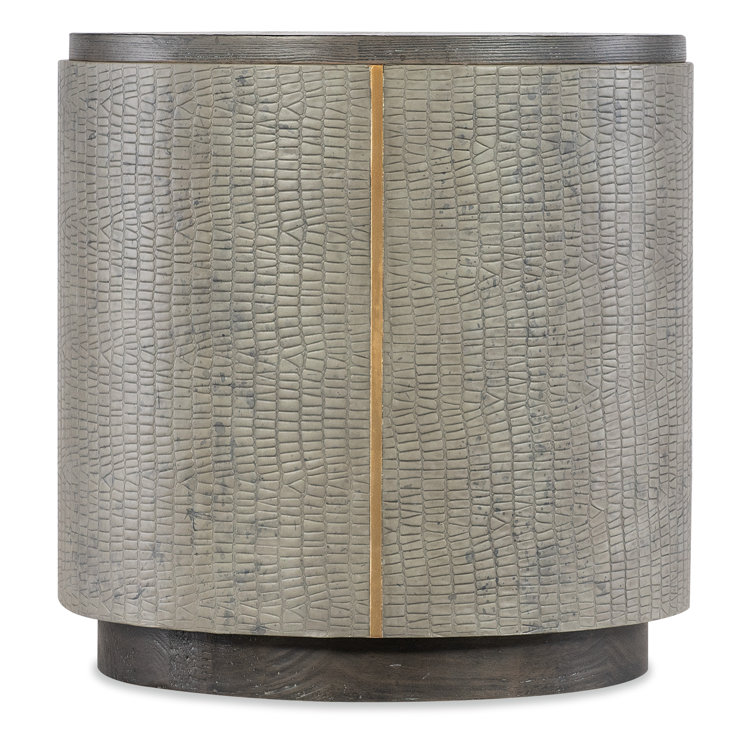 Gray Transitional Round Wood End Table