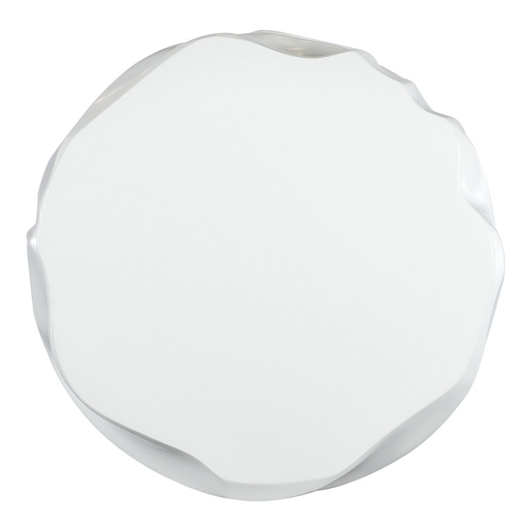 Transitional Round White Wood End Table
