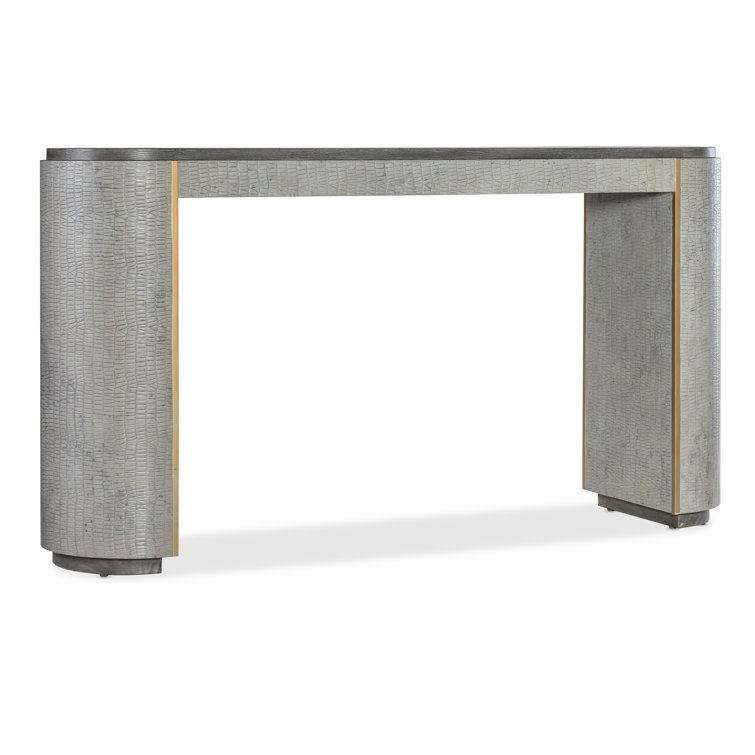Gray Transitional Wood and Metal Console Table with Storage