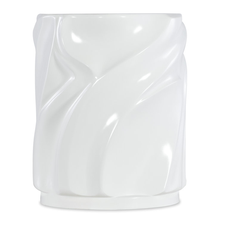Transitional Round White Wood End Table