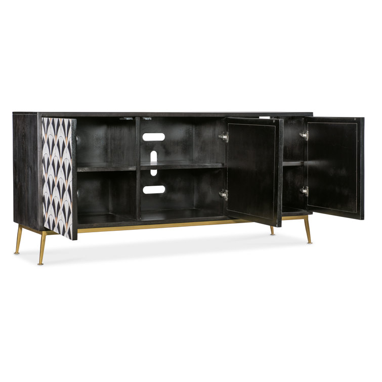 Transitional Black and White Patterned Credenza