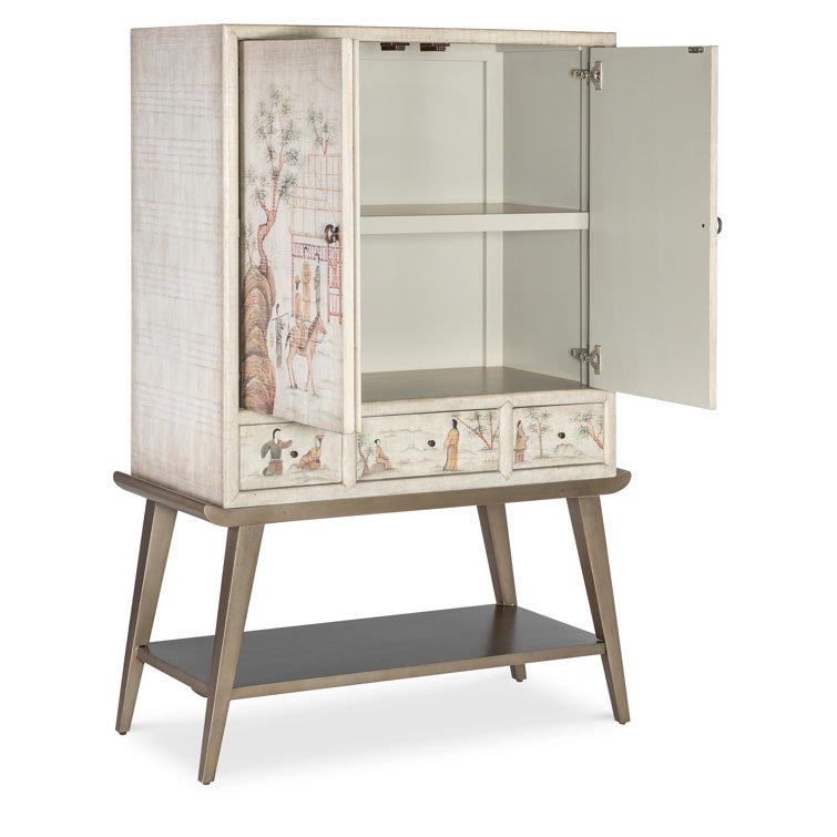 Transitional Beige and White Soft Close Drawer Accent Chest