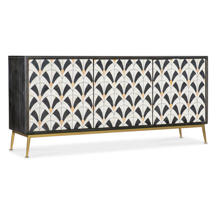 Transitional Black and White Patterned Credenza