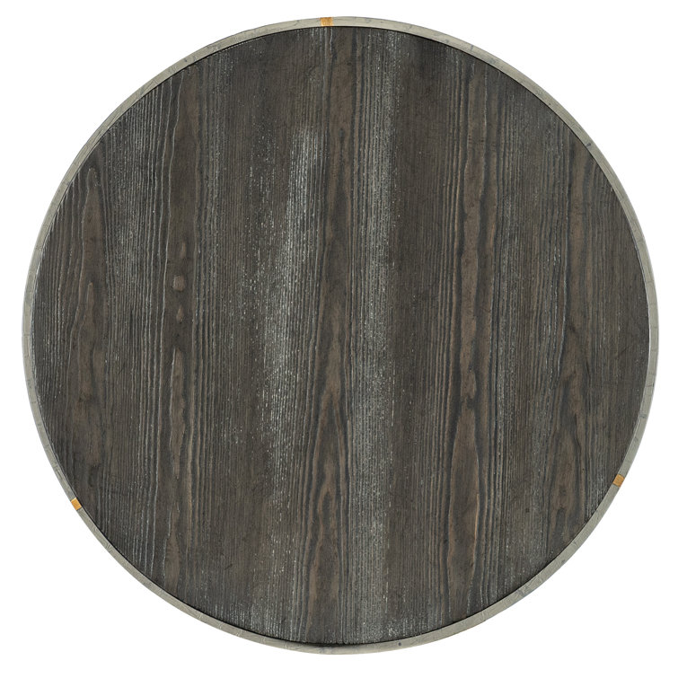 Gray Transitional Round Wood End Table
