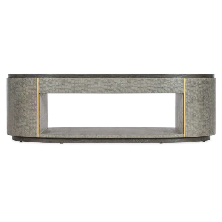Gray Oval Transitional Wood Coffee Table