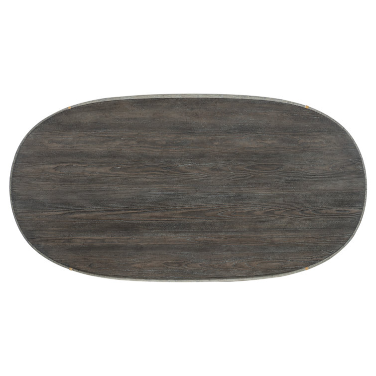 Gray Oval Transitional Wood Coffee Table