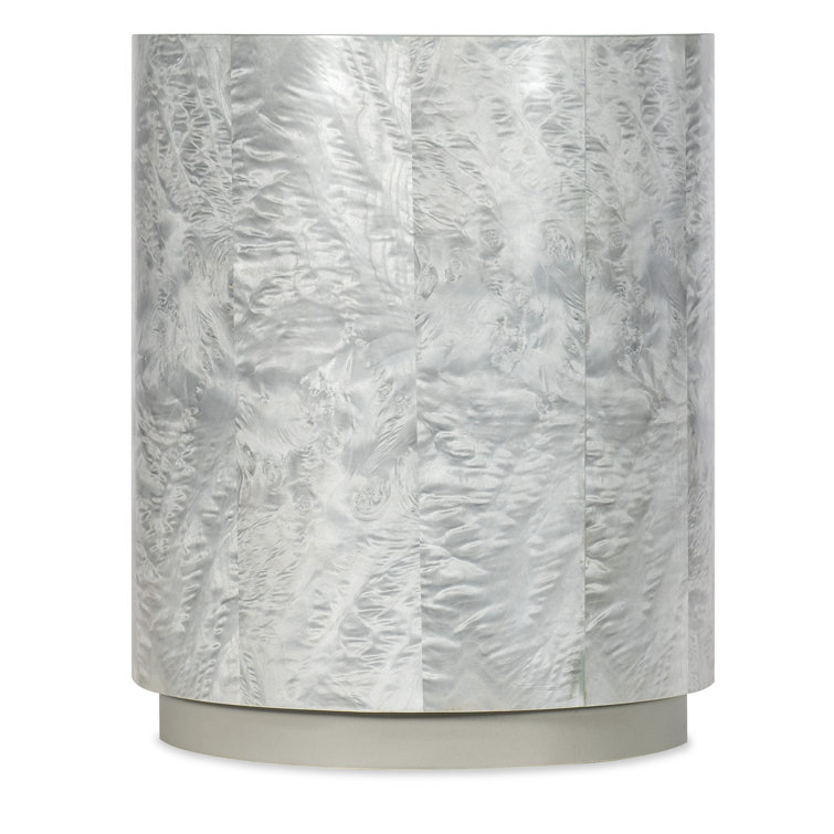 Round Gray Wood Transitional Accent Table