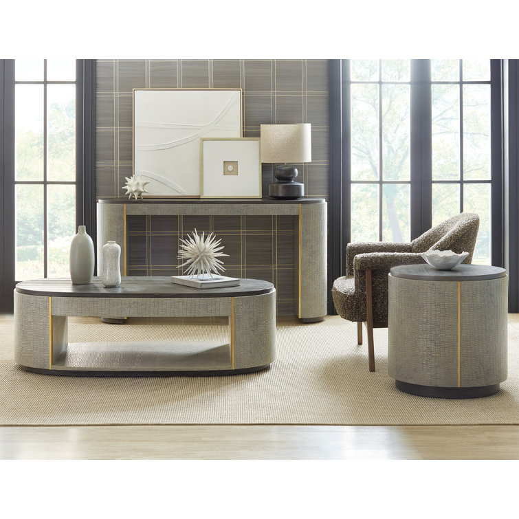 Gray Transitional Round Wood End Table