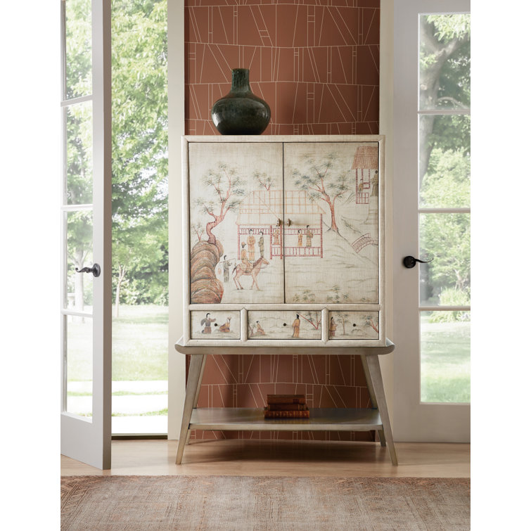 Transitional Beige and White Soft Close Drawer Accent Chest