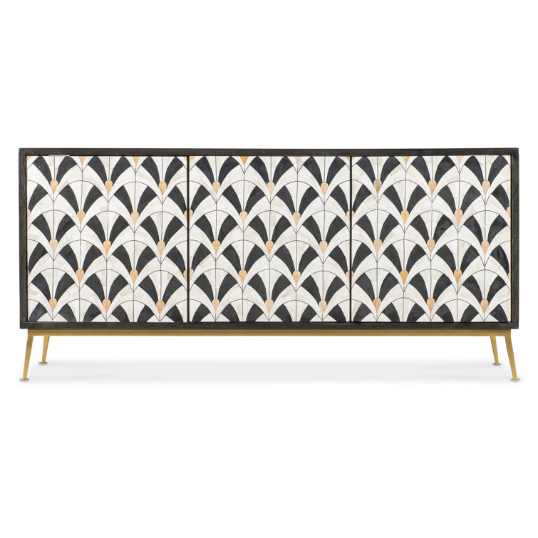 Transitional Black and White Patterned Credenza