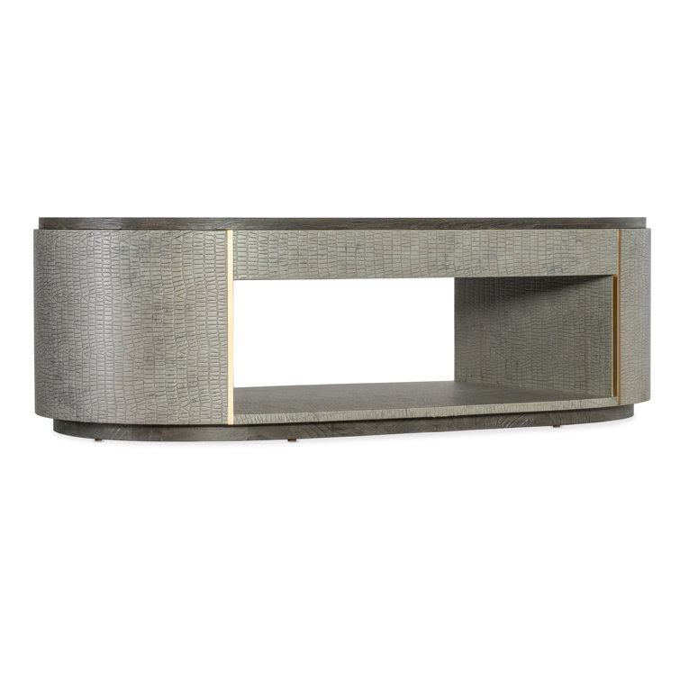 Gray Oval Transitional Wood Coffee Table