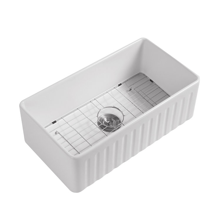 Premium White Fireclay Farmhouse Drop-In Kitchen Sink