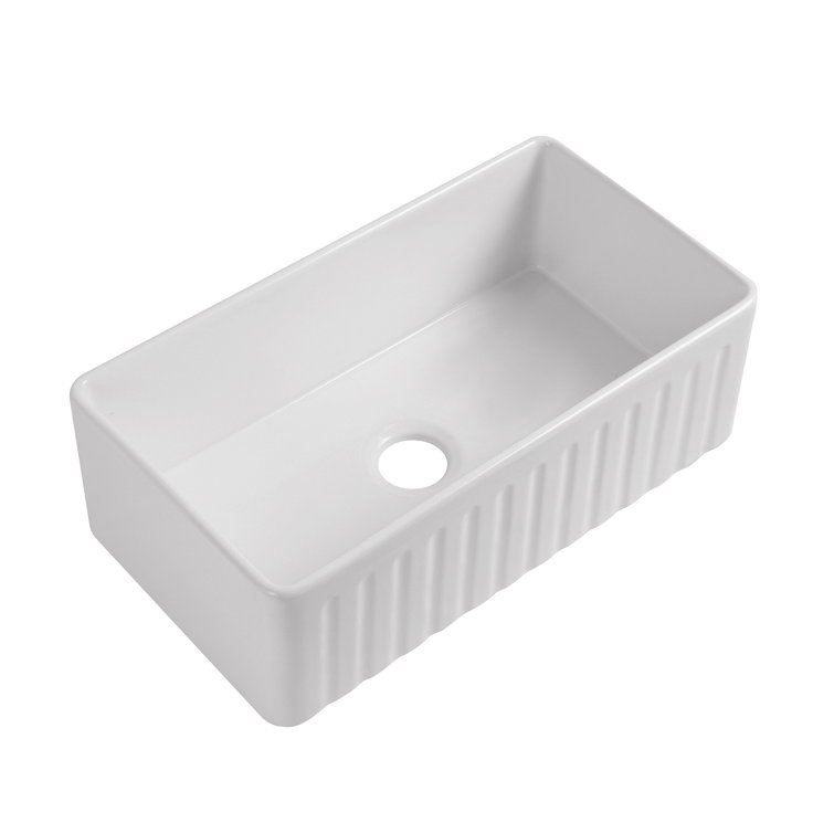 Premium White Fireclay Farmhouse Drop-In Kitchen Sink