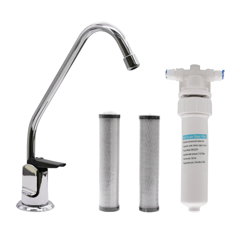 Polished Chrome Single Handle Beverage Faucet with Filter Kit