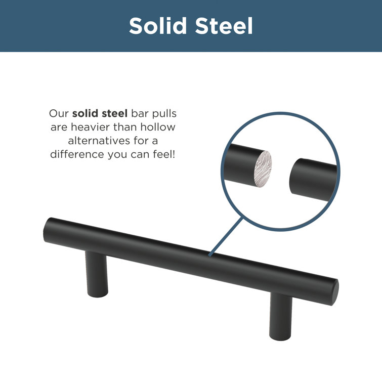 Matte Black Brass Modern Drawer Pulls with Mounting Hardware
