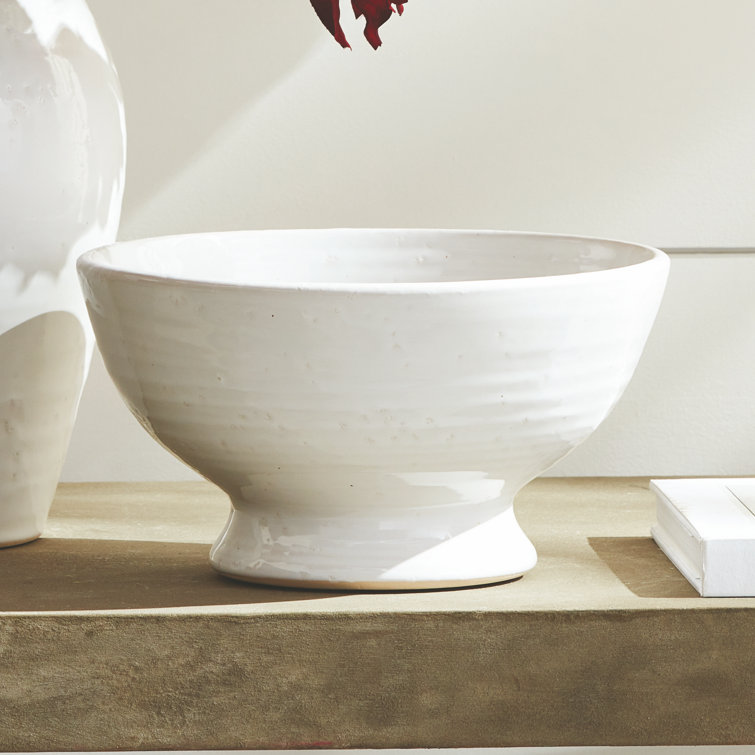 Handcrafted White Terracotta Decorative Bowl