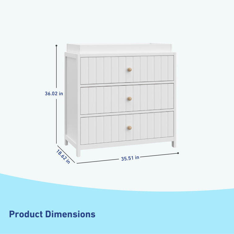 White 3-Drawer Chest with Changing Table Topper