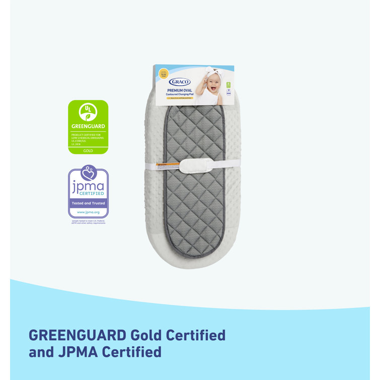 Graco Gray and White Oval Contoured Changing Pad with Cover