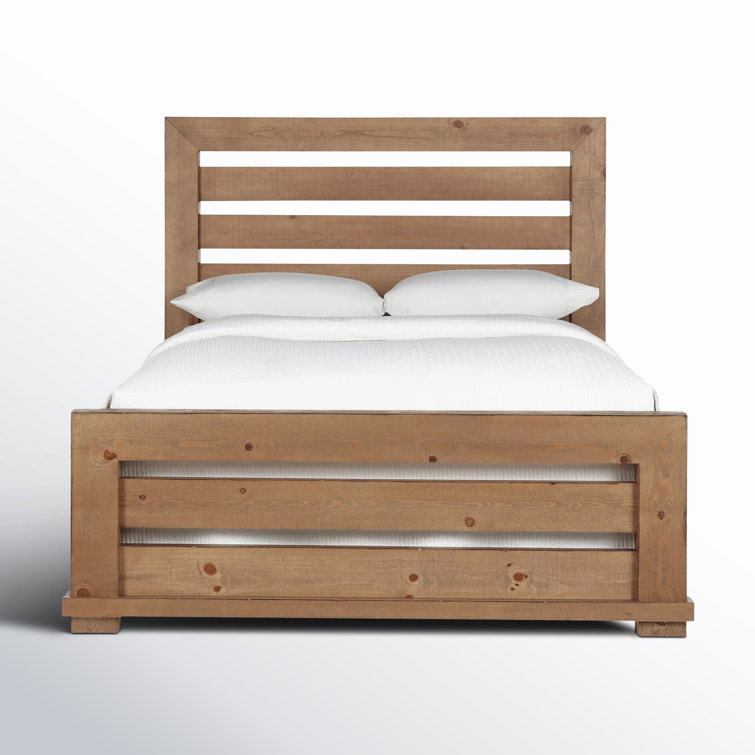 Rustic Farmhouse Queen Bed with Storage in Distressed Pine