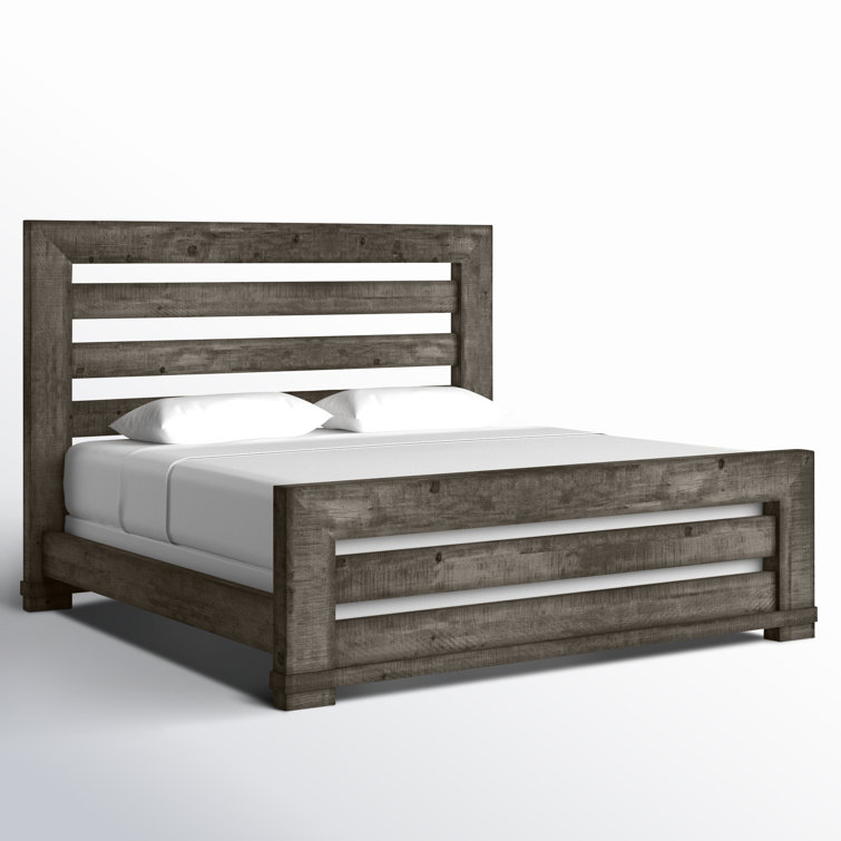 Rustic Pine King Panel Bed with Nailhead Trim and Storage Drawer