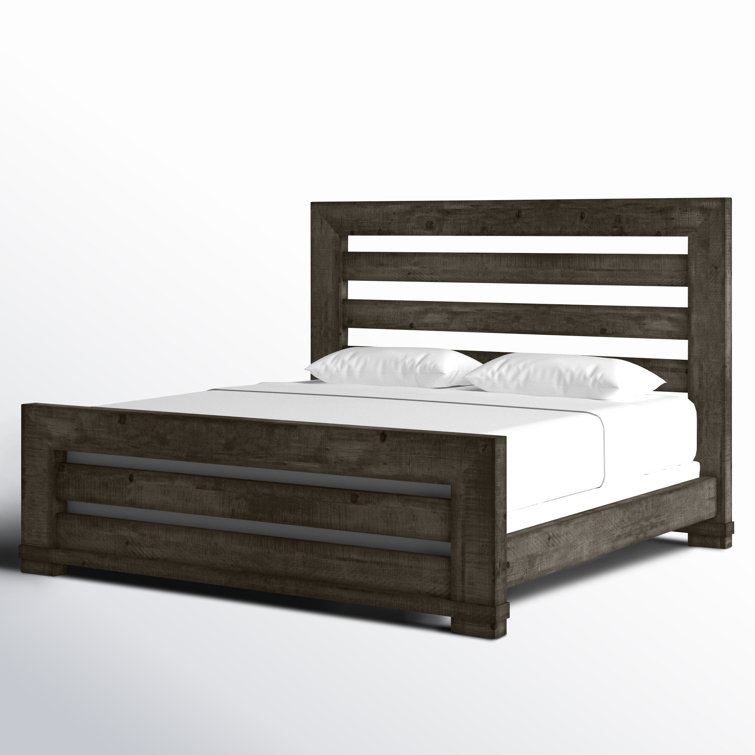 Rustic Pine King Panel Bed with Nailhead Trim and Storage Drawer