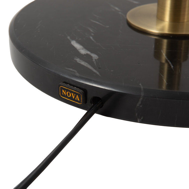 Matte Black and Brass Torchiere Floor Lamp with Alexa Compatibility