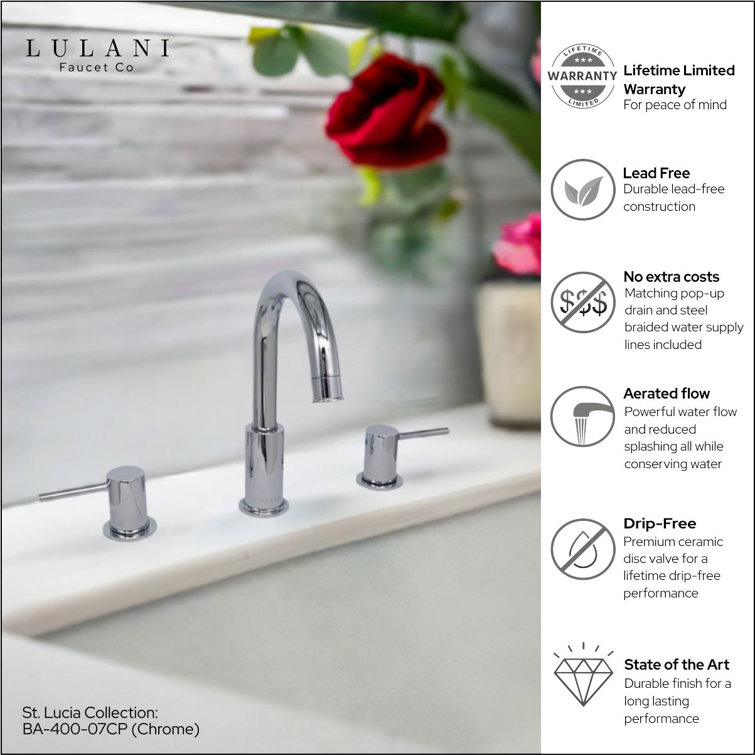 St. Lucia Chrome 2-Handle Widespread Bathroom Faucet
