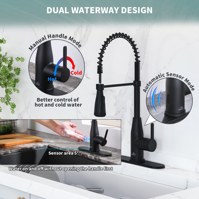 Matte Black Stainless Steel Pull Down Sprayer Kitchen Faucet