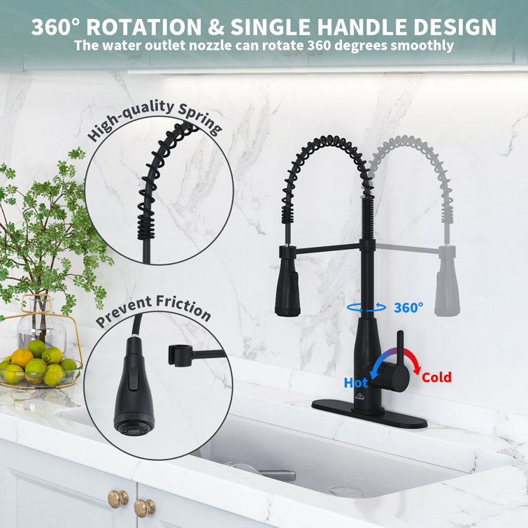 Matte Black Stainless Steel Pull Down Sprayer Kitchen Faucet