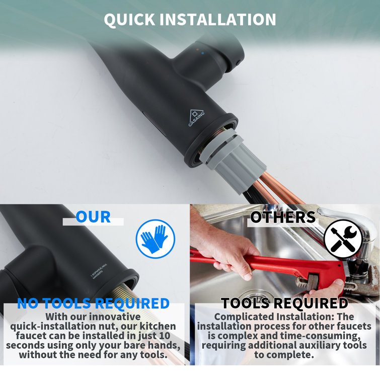 Matte Black Stainless Steel Pull Down Sprayer Kitchen Faucet