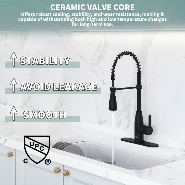 Matte Black Stainless Steel Pull Down Sprayer Kitchen Faucet