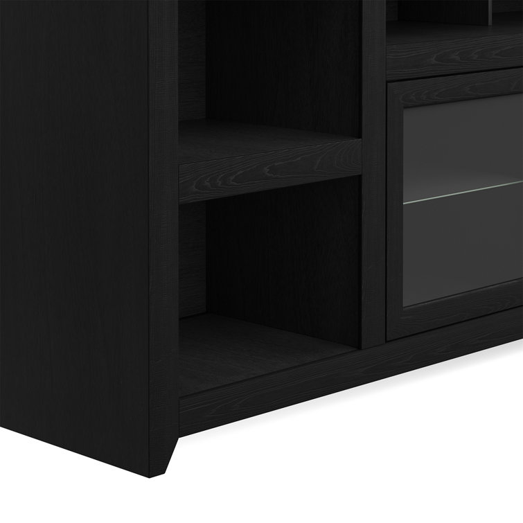 Mocha Brown Oak TV Console with Glass Doors