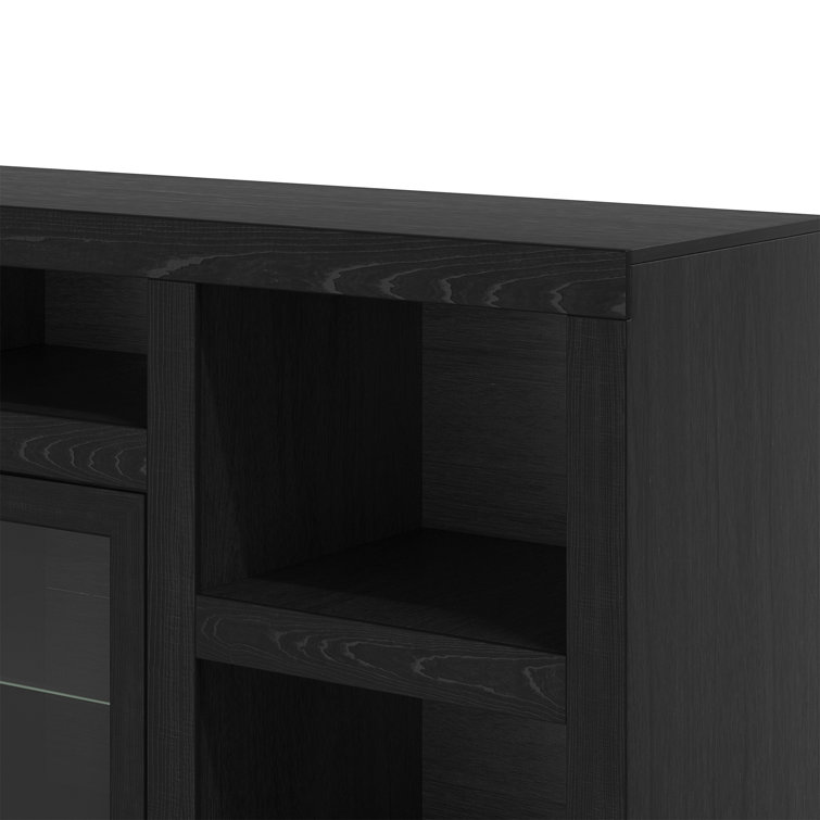 Mocha Brown Oak TV Console with Glass Doors