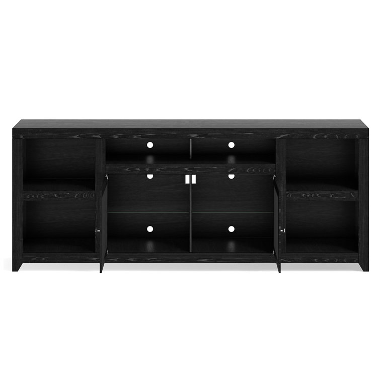 Mocha Brown Oak TV Console with Glass Doors