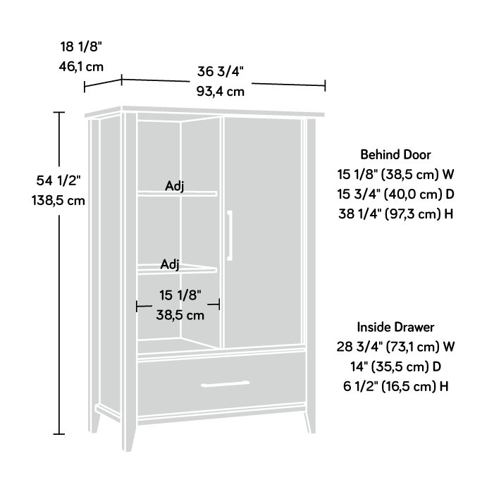 Laurel Oak Sliding Door Armoire with Mirror and Shelves